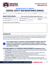 Thumbnail of document Walker Heavy Lift Electromagnet Manual